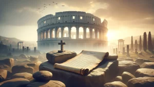 The Apostle Paul writing the letter to the Romans while preparing missionary work.