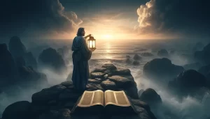 Open Bible displaying the Epistle of Jude with notes on defending the faith.