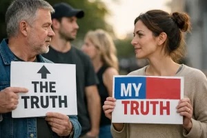 Photo illustrating objective vs subjective truth with gravity example and ethical reasoning contrast