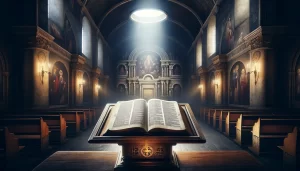 Open Bible representing Sola Scriptura and Scripture alone as supreme authority in Evangelical theology.