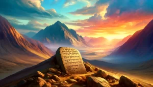 Moses speaking to Israel on the plains of Moab before entering the Promised Land.