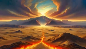 Moses leading Israel across the Red Sea during the Exodus.