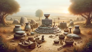 Moses receiving divine instructions for sacrifice and holiness at the tabernacle.