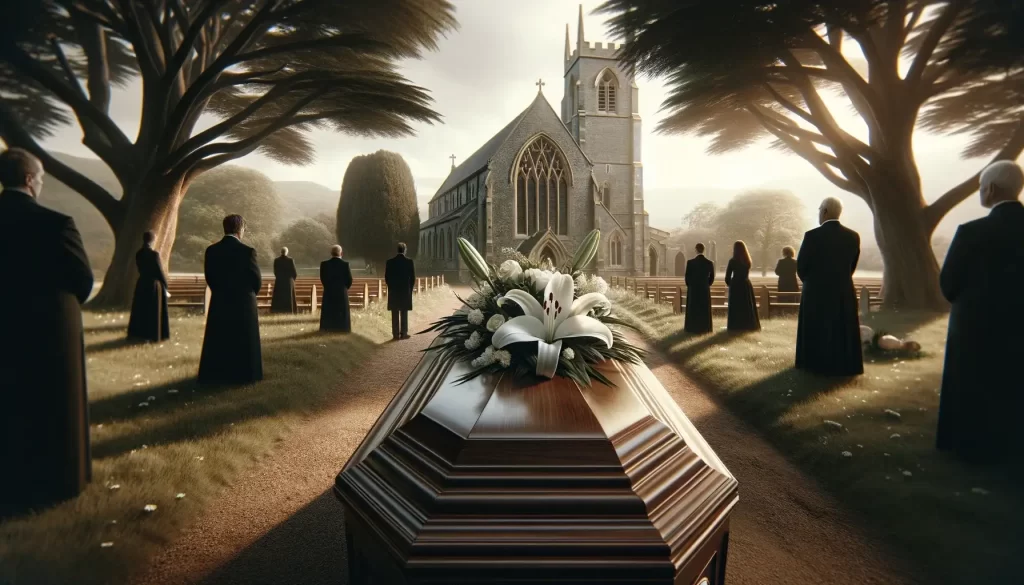 Funerals (Verses About) 2 Image depicting a Christian funeral capturing the solemnity and respect of the occasion. National Association of Christian Ministers