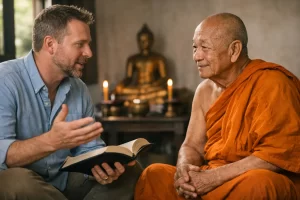 Presenting the Gospel to a Buddhist with biblical contrast between Four Noble Truths and Christianity.