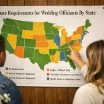 State Requirements for Wedding Officiants By State 3 Map of the United States highlighting wedding officiant laws by state.