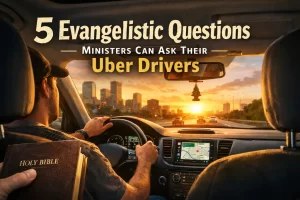 Ministers engaging in respectful evangelistic conversation during an Uber ride.