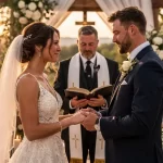 Christian Wedding Ceremony Outline 6 The essential elements include covenant vows before God, exchange of rings, public declaration, pastoral blessing, and legal solemnization.