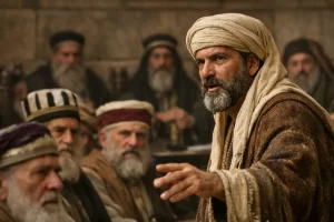 Joseph of Arimathea respectfully preparing the body of Jesus for burial in a new tomb.