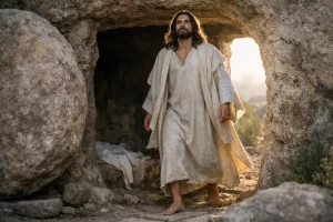 Jesus buried in a borrowed tomb provided by Joseph of Arimathea.